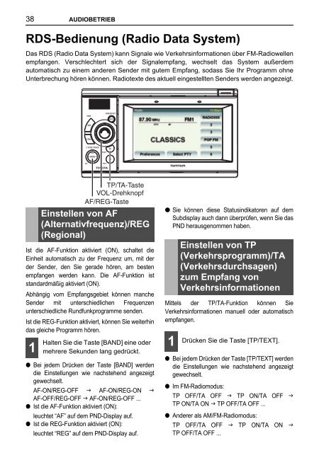 Toyota TNS410 - PZ420-E0333-DE - TNS410 - mode d'emploi