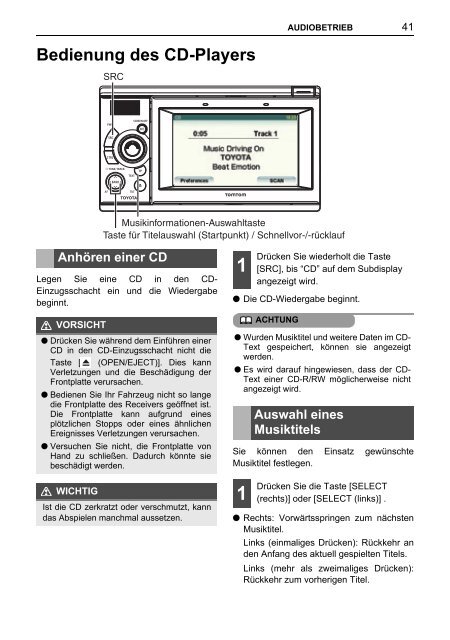 Toyota TNS410 - PZ420-E0333-DE - TNS410 - mode d'emploi