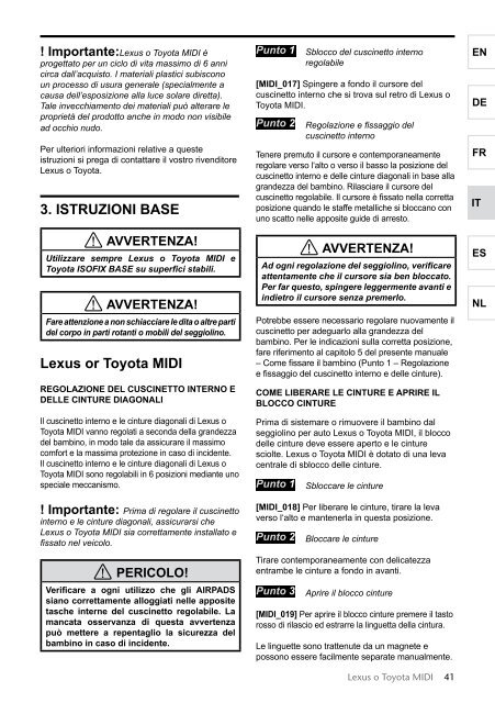 Toyota Child restraint seat - 73700-0W150 - Child restraint seat - Midi - mode d'emploi