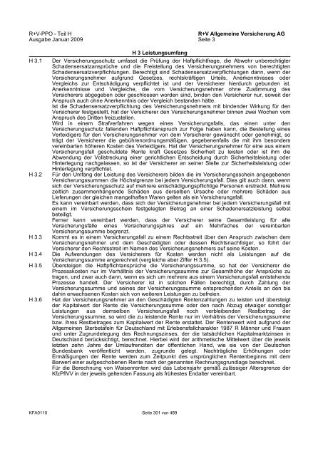 R+V/VTV Bedingungsheft Agrar Gesamt-Inhaltsverzeichnis