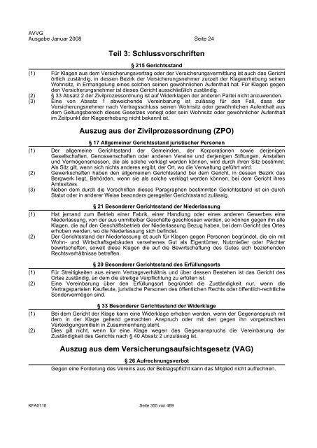 R+V/VTV Bedingungsheft Agrar Gesamt-Inhaltsverzeichnis