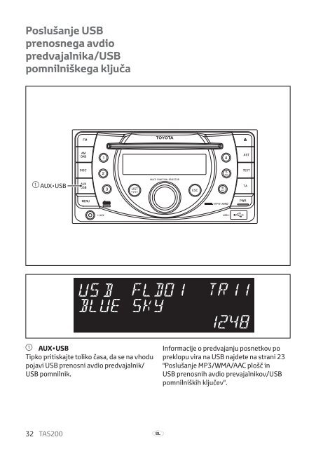 Toyota TAS200 - PZ420-00212-SL - TAS200 (Slovenian) - mode d'emploi