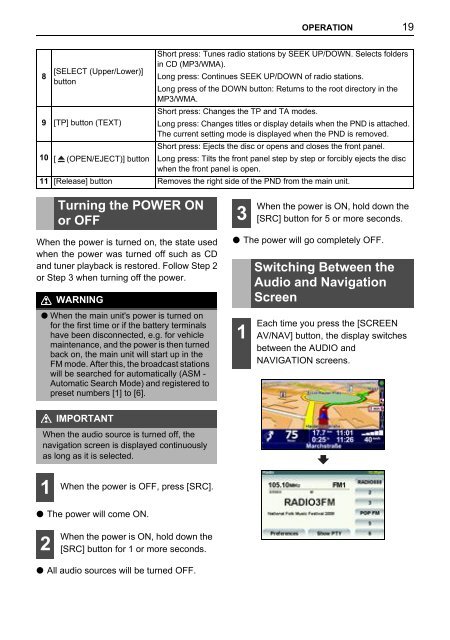 Toyota TNS410 - PZ420-E0333-EN - TNS410 - mode d'emploi