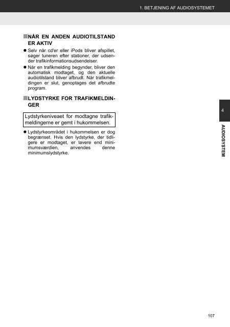 Toyota Toyota Touch &amp;amp; Go - PZ490-00331-*0 - Toyota Touch &amp; Go - Toyota Touch &amp; Go Plus - Danish - mode d'emploi