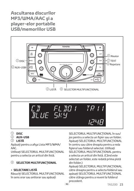 Toyota TAS200 - PZ420-00212-RO - TAS200 (Romanian) - mode d'emploi