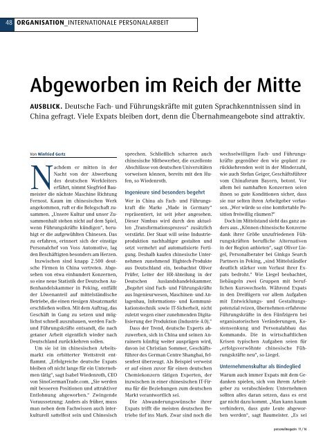 Personalmagazin: Abgeworben im Reich der Mitte