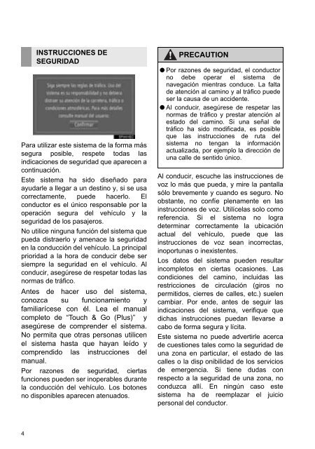 Toyota Toyota Touch &amp;amp; Go - PZ490-00331-*0 - Toyota Touch &amp; Go - Toyota Touch &amp; Go Plus - Spanish - mode d'emploi