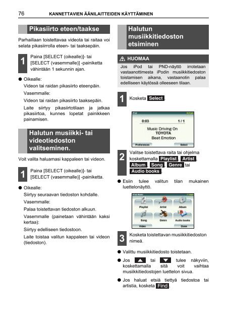 Toyota TNS410 - PZ420-E0333-FI - TNS410 - mode d'emploi