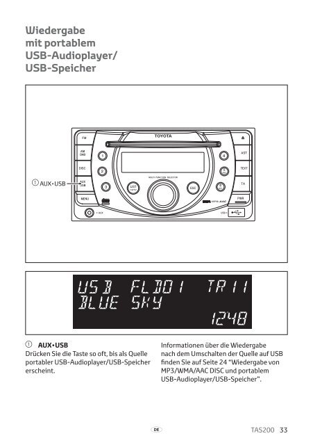 Toyota TAS200 - PZ420-00212-DE - TAS200 (German) - mode d'emploi