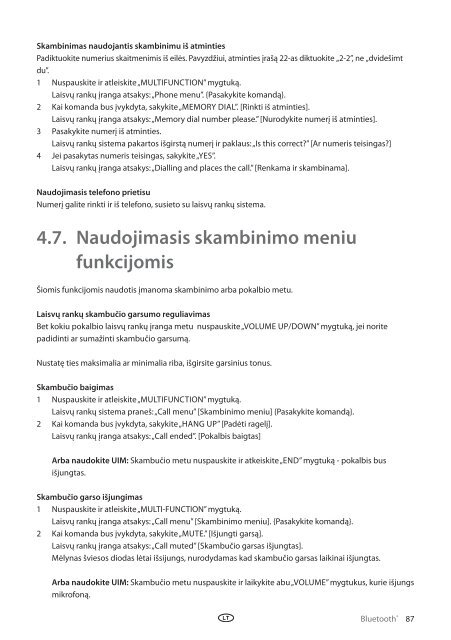 Toyota Bluetooth UIM English Russian Lithuanian Latvian Estonian - PZ420-00292-BE - Bluetooth UIM English Russian Lithuanian Latvian Estonian - mode d'emploi