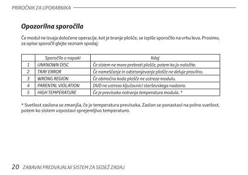 Toyota Rear Entertainment System - PZ462-00207-00 - Rear Entertainment System - Slovenian - mode d'emploi