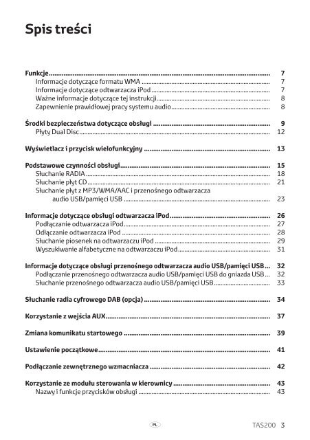 Toyota TAS200 - PZ420-00212-PL - TAS200 (Polish) - mode d'emploi