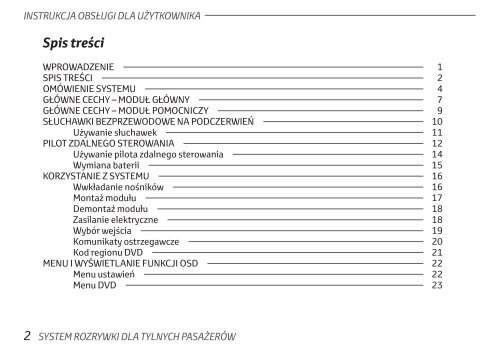 Toyota Rear Entertainment System - PZ462-00207-00 - Rear Entertainment System - Polish - mode d'emploi