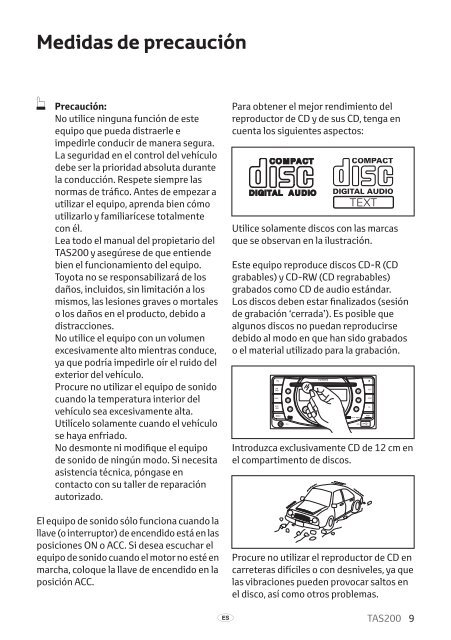 Toyota TAS200 - PZ420-00212-ES - TAS200 (Spanish) - mode d'emploi