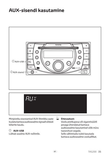 Toyota TAS200 - PZ420-00212-ET - TAS200 (Estonian) - mode d'emploi