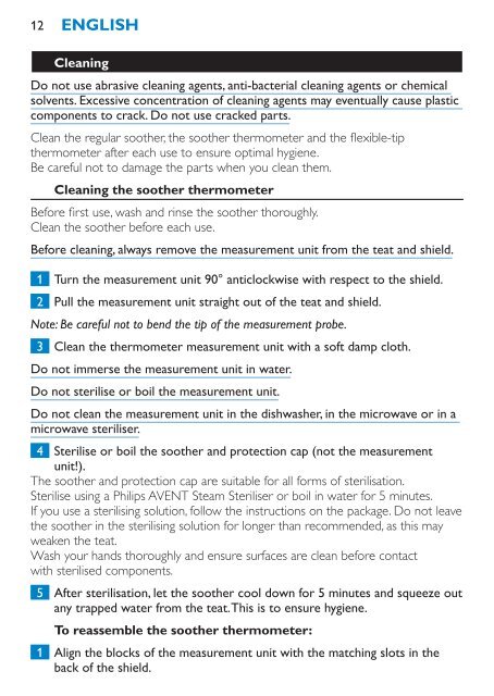 Philips Avent Digital baby thermometer set - User manual - DEU