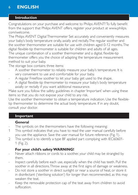 Philips Avent Digital baby thermometer set - User manual - DEU