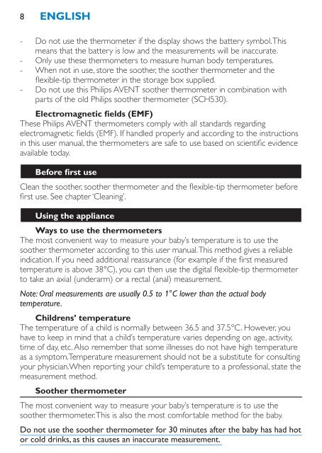 Philips Avent Digital baby thermometer set - User manual - DEU