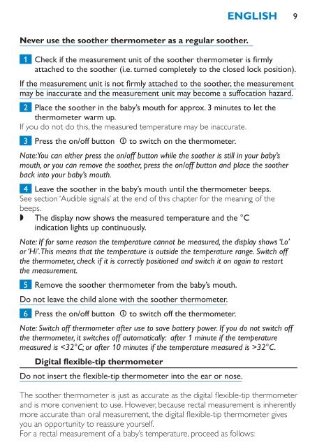 Philips Avent Digital baby thermometer set - User manual - DEU