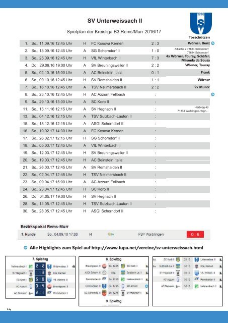 SV Unterweissach - FC Oberrot & SV Unterweissach II - AC Azzurri Fellbach
