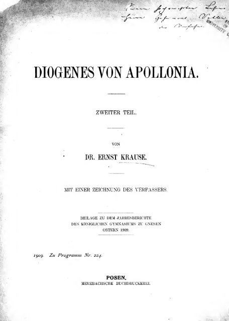 Diogenes von Apollonia [microform] : zweiter Teil