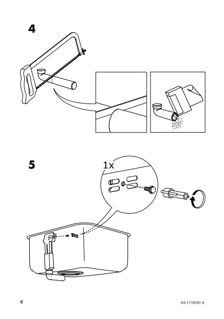 Ikea DOMSJ&Ouml; &eacute;vier &agrave;poser, 2 bacs - S49158174 - Plan(s) de montage