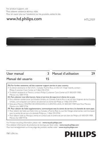 Philips Soundbar speaker - User manual - CFR