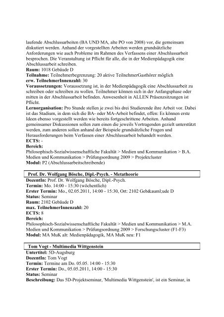 Vorlesung - Phil.-So. - Universität Augsburg