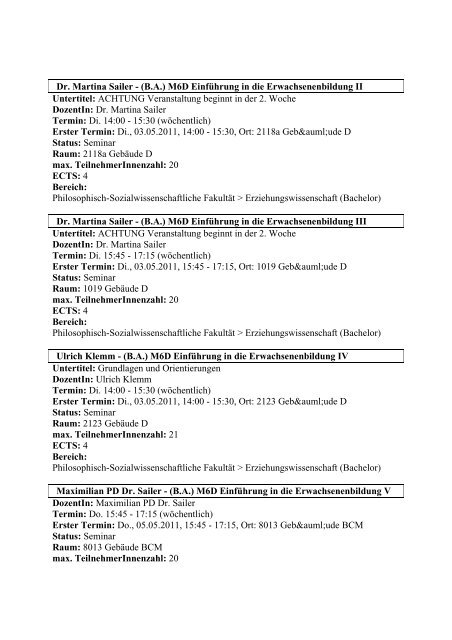 Vorlesung - Phil.-So. - Universität Augsburg