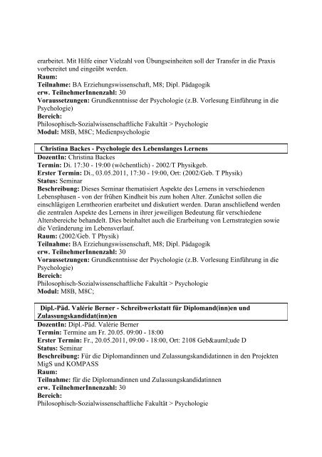 Vorlesung - Phil.-So. - Universität Augsburg