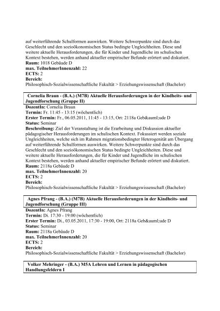 Vorlesung - Phil.-So. - Universität Augsburg