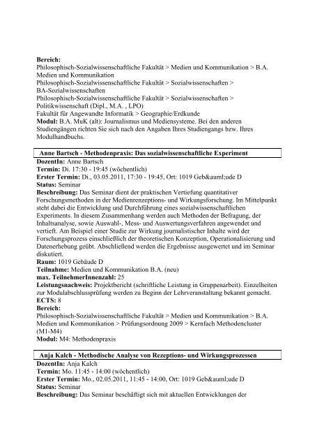 Vorlesung - Phil.-So. - Universität Augsburg