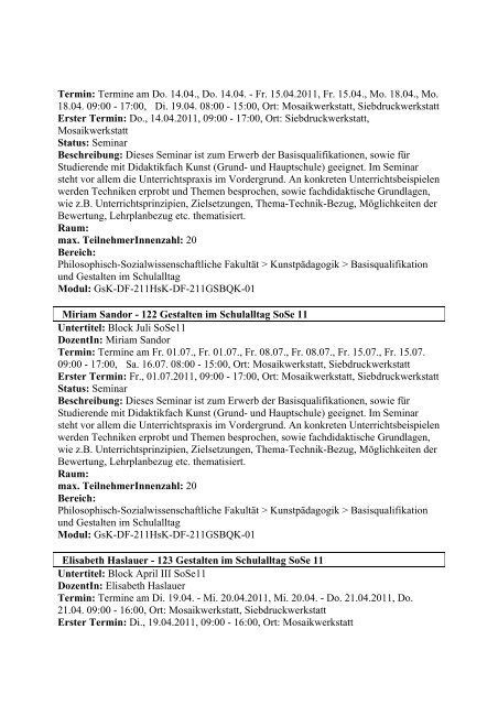 Vorlesung - Phil.-So. - Universität Augsburg