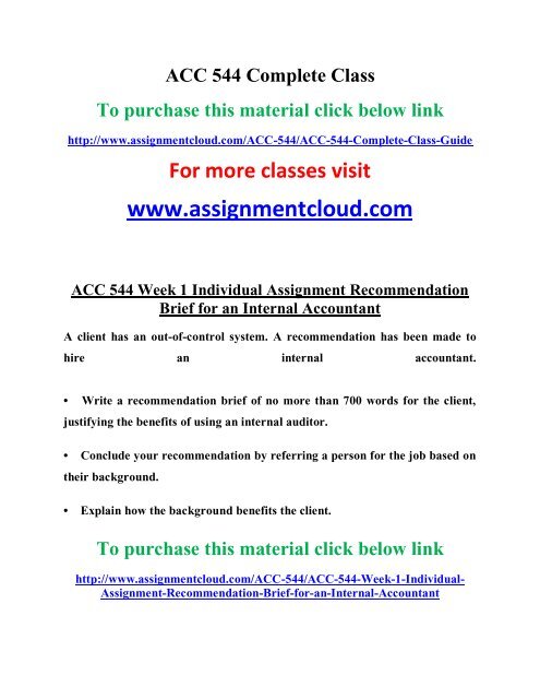 ACC 544 Complete Class