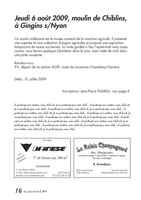Journal 6.2009 - N° 110 - club motocycliste suisse de la police