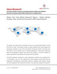 Gluten Free Food Market Size, Share, Growth, Industry Analysis and Forecast to 2024 - Hexa Research 