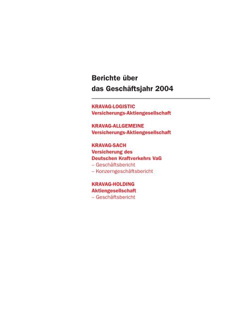 Bilanz zum 31. 12. 2004 - R+V Versicherung