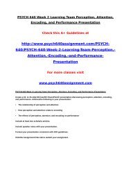 PSYCH 640 Week 2 Learning Team Perception  Attention Encoding and Performance Presentation