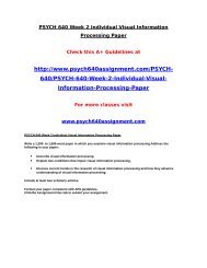 PSYCH 640 Week 2 Individual Visual Information Processing Paper