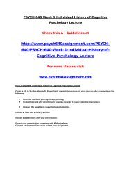 PSYCH 640 Week 1 Individual History of Cognitive Psychology Lecture