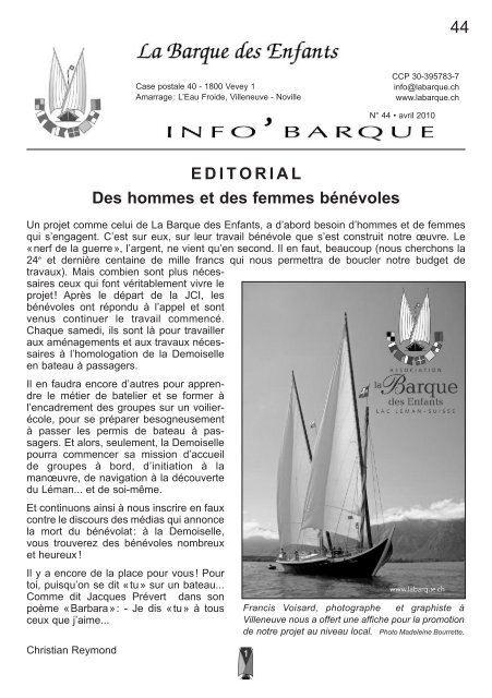 Info'Barque No 44 - La Barque des Enfants