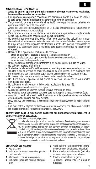 Delonghi Healty Grill CGH200 / Healty Grill CGH100 - Notice d'utilisation - Autres langues - De'Longhi - Healty Grill CGH200 / Healty Grill CGH100 - Notice d'utilisation