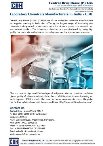 Laboratory Chemicals Manufacturers India – CDH