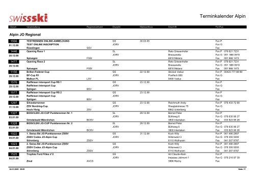 Terminkalender Alpin - Skiclub Oberiberg