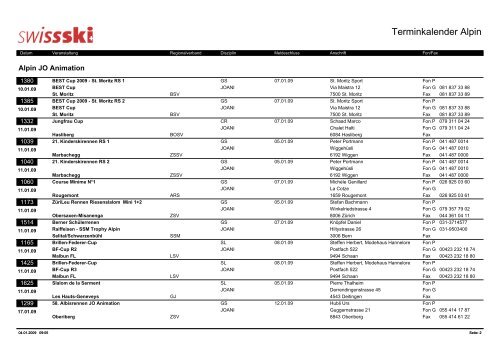 Terminkalender Alpin - Skiclub Oberiberg