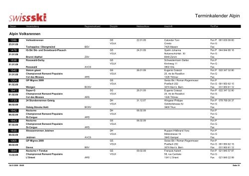 Terminkalender Alpin - Skiclub Oberiberg