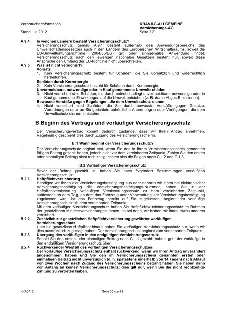 KRAVAG-ALLGEMEINE Kfz-Versicherung Verbraucherinformation ...