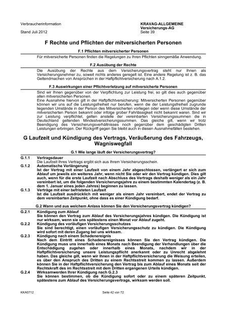 KRAVAG-ALLGEMEINE Kfz-Versicherung Verbraucherinformation ...