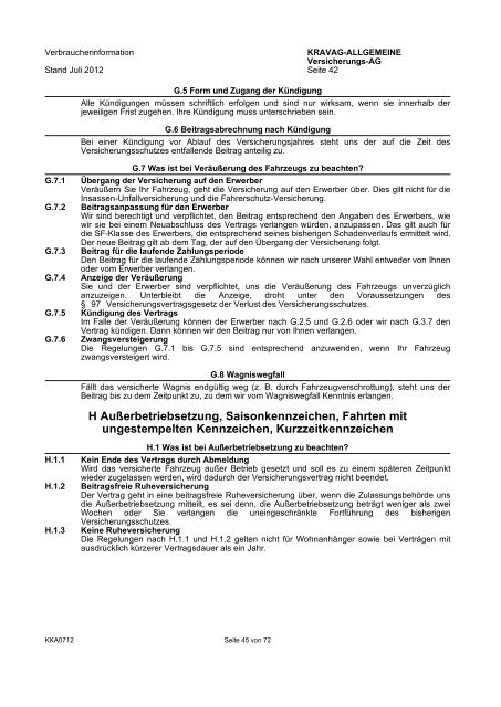 KRAVAG-ALLGEMEINE Kfz-Versicherung Verbraucherinformation ...