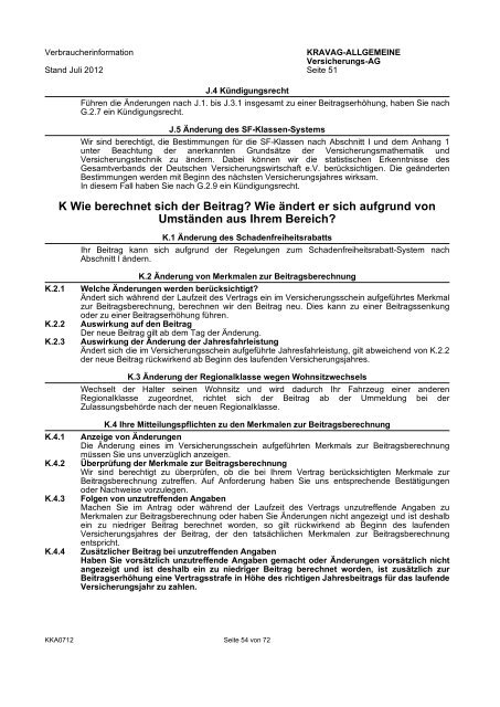 KRAVAG-ALLGEMEINE Kfz-Versicherung Verbraucherinformation ...